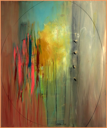 Pohyblivý svátek - olej, kombinovaná technika na plátně 120 x 100 cm - 2025 - 89000,-Kč